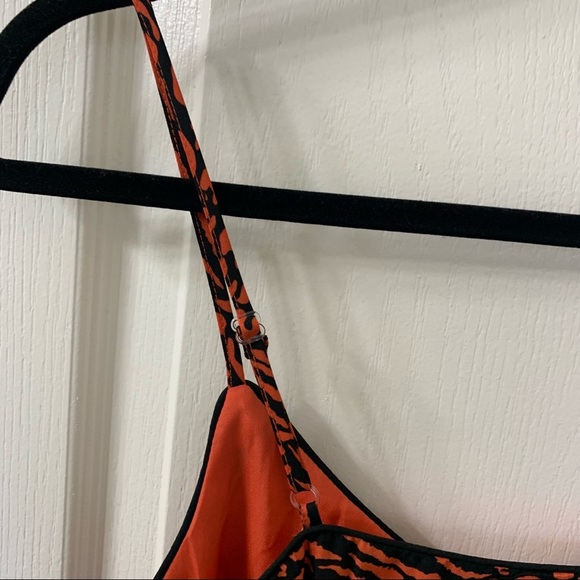 Orange Black Animal Print Silky Tank Top Women’s Size XS - Picture 6 of 16